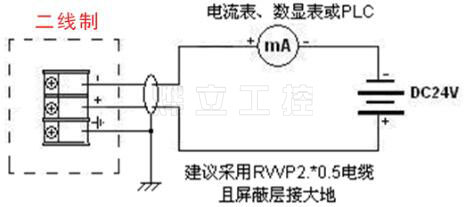 兩線制超聲波液位計接線